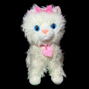 Scruffies‎ 2015 Fuzzy White Kitten Cat 10" Plush Meows Purrs Light Up Pink Bow
